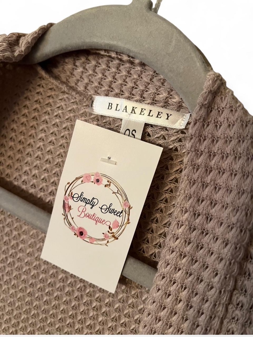 NWT Waffle-Knit Open Front Cardigan - Taupe - Picture 2 of 3